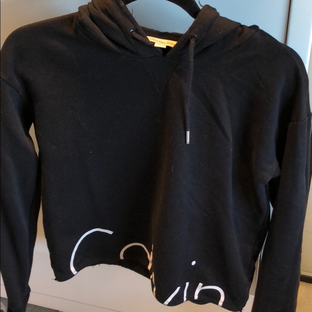 Calvin Klein Black Cropped Logo Hoodie